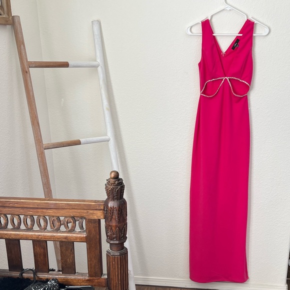 Lulu's Pink Maxi Dress with Rhinestone Accents - Picture 3 of 6